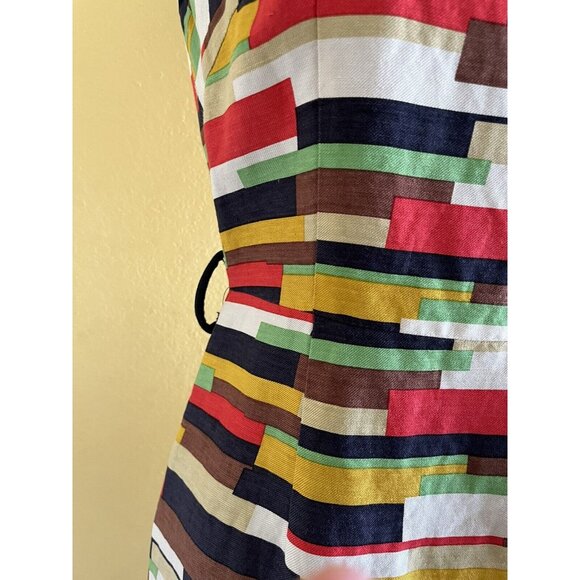 Milly linen silk wool Mod sheath dress workwear sleeveless knee length size 6 - Picture 3 of 7